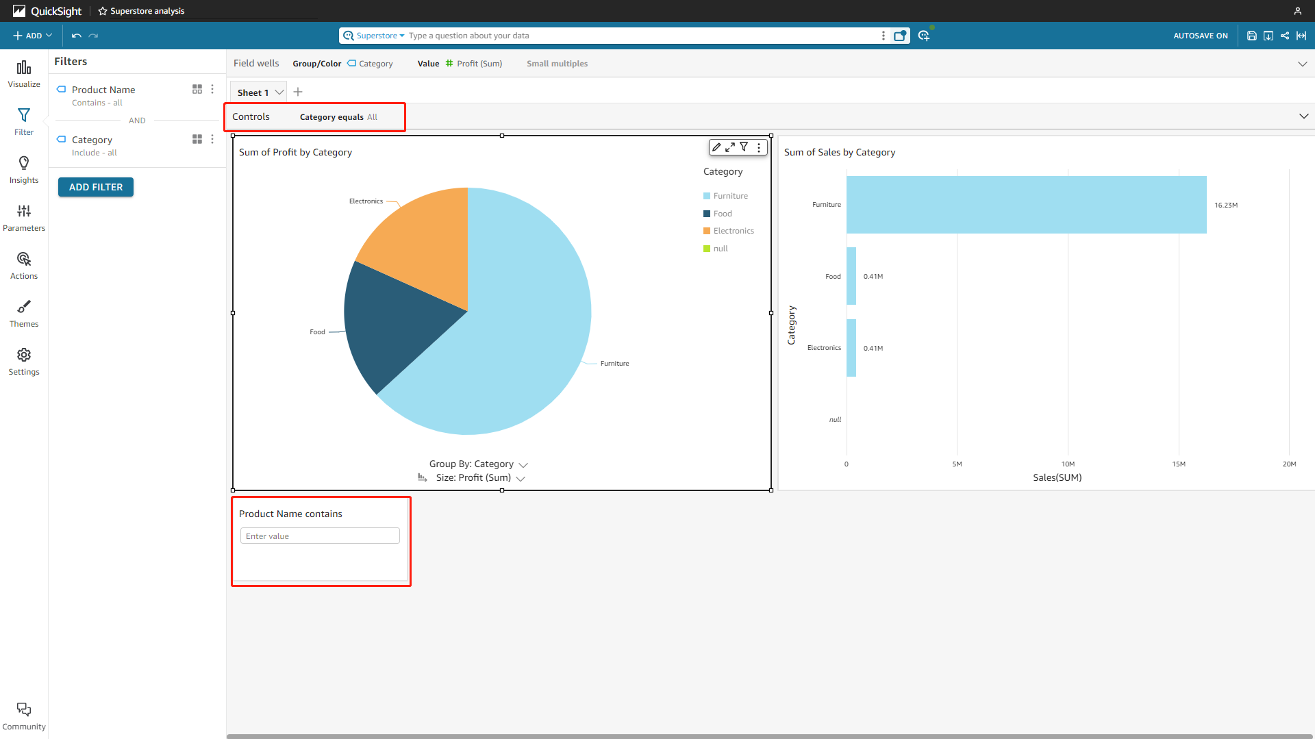 Figure 2-27 Filter control - Amazon QuickSight